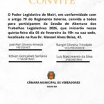 Convite: Sessão de abertura dos trabalhos legislativos de 2026
