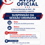 Aviso Suspensão de Sessão Ordinária!